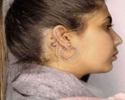The star has more than two piercing on her ear.